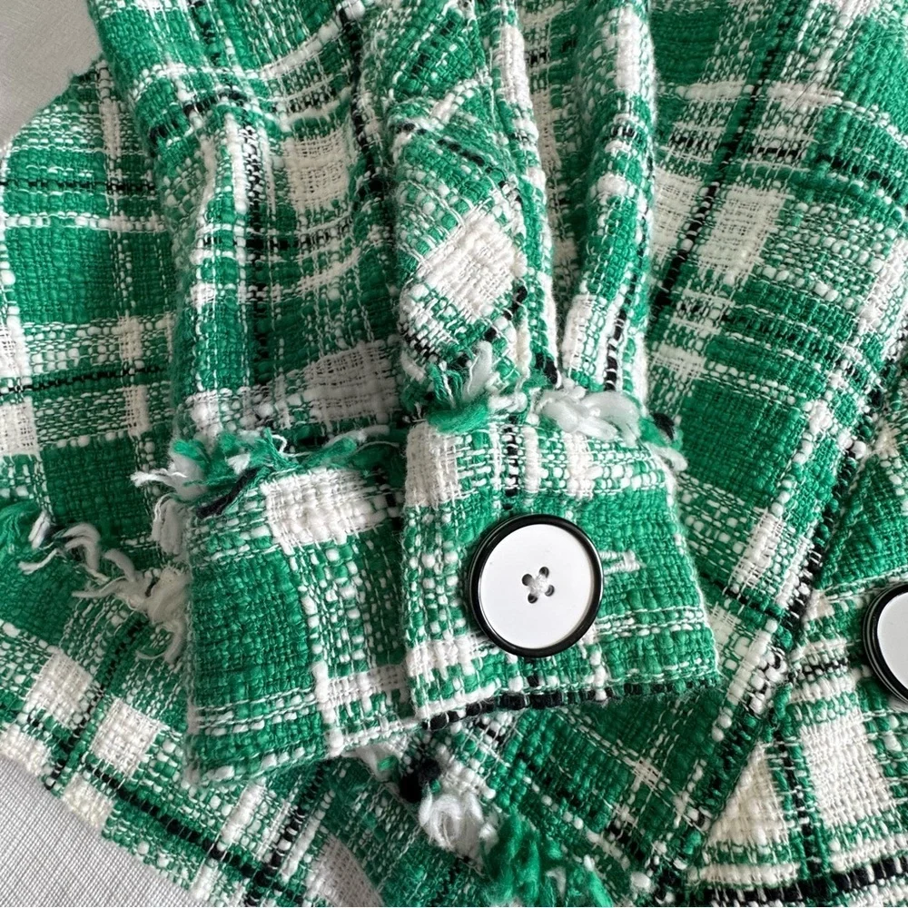 Cabi Library Jacket Green White Black Plaid  size Medium - Picture 6 of 10